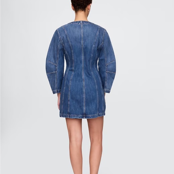 Denim Button-Front Mini Dress - Blue - Picture 2 of 4